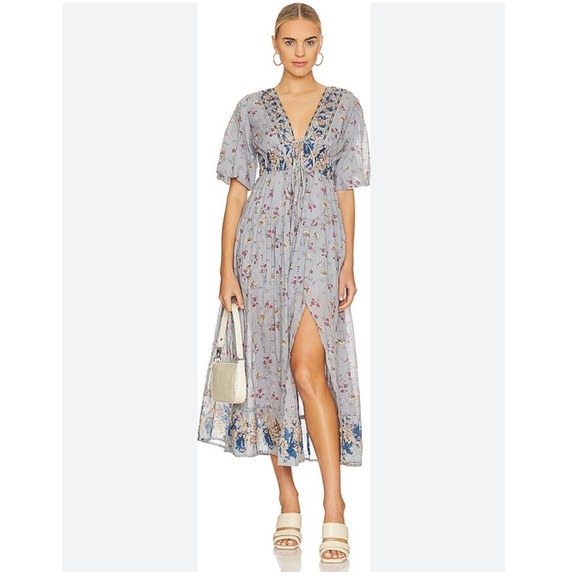 Free People Dresses & Skirts - Free People Lysette Maxi Dress Bluebell Combo